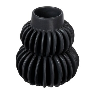 Bloomingville Modern Pleated Stoneware Vase, Black