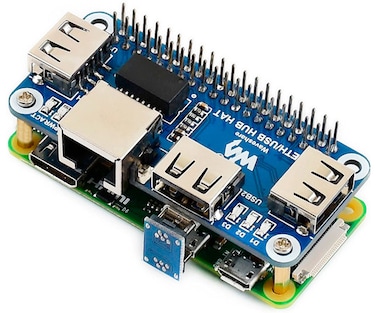 Ethernet/USB HUB HAT Expansion Board for Raspberry Pi 5/4B/3B+/3B/2B/Zero/Pi Zero W/Pi Zero 2W,with RJ45 10/100M Ethernet Port (Based on RTL8152B Chip) and Three USB Ports,Compatible with USB2.0/1.1
