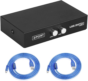 EEEKit Bundle for Printer Switch, 2 Port USB 2.0 Manual Printer Scanner Sharing Switch Hub 2 PC to 1 Splitter Adapter, 2 Pack USB A to B Printer Cable