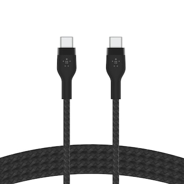 Belkin BoostCharge Pro Flex Braided USB-C to USB-C Charger Cable (2M/6.6FT), USB-IF Certified Power Delivery PD Fast Charging Cable for iPhone 16 Series, MacBook Pro, iPad Pro, Galaxy S23, S22 - Black