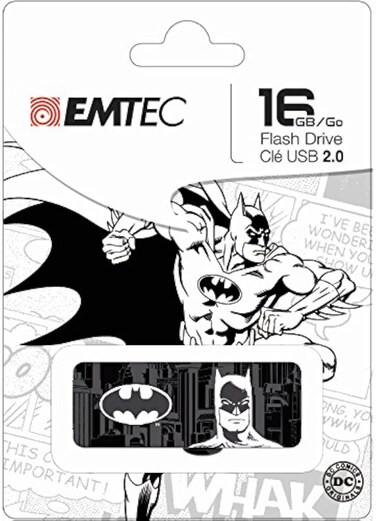 Emtec Black &amp; White 16GB USB 2.0 SuperHero Flash Drive (ECMMD16GM700SP03)(Design may vary - Super Man, Batman, Wonder Women)
