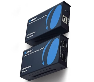 OREI USB Over Ethernet Extender Upto 330 Feet - Extends USB 2.0 Signals Over LAN Ethernet with 2 Ports - Power Over Cable, Long Distance Extension &amp; Support for All Operating Systems (USB-EXB330-K)