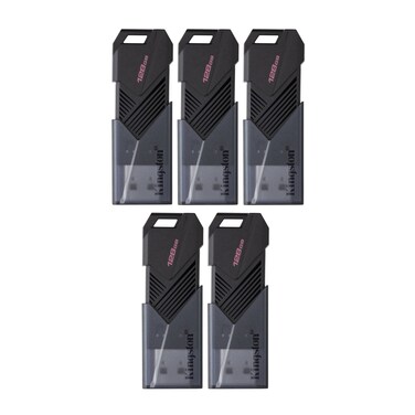 Kingston DataTraveler Exodia Onyx 128GB USB 3.2 Gen 1 Flash Drive with Moving Cap (Matte Black) (5-Pack)