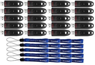 SanDisk 128GB Flash Ultra 3.0 USB Flash Drive 20 Pack High Performance Thumb Drive (SDCZ48-128G-U46) Bundle with 20 Everything But Stromboli Lanyards