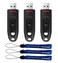 SanDisk 256GB 3 Pack Flash Drives Ultra 3.0 USB High Performance Thumb Drives (SDCZ48-256G-U46) Bundle with (3) Everything But Stromboli Lanyards