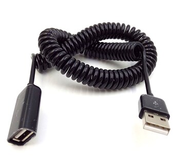 Coiled Spring USB Cable, Qaoquda10FT/3M Spiral Coiled USB 2.0 Male to Female Data Sync &amp; Charge Cable (Black)