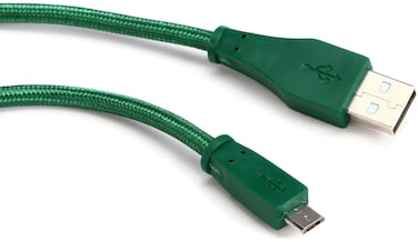 Roland Interconnect Cable, USB-A to Micro-USB, Green Woven, 5-Feet