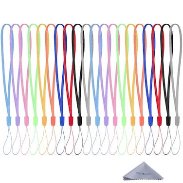 Wisdompro 20 Pack Hand Wrist Strap Lanyard, 7 Inch Short Colorful Nylon Wrist Lanyard String for USB Flash Drives, Keys, Keychains, ID Badges, Name Tags, Card Holders - Assorted Colors