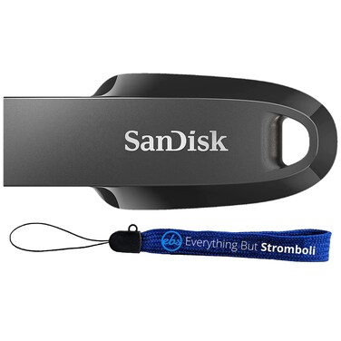 SanDisk 64GB Ultra Curve USB 3.2 Gen 1 Flash Drive - SDCZ550-064G-G46 - Bundle with (1) Everything But Stromboli Lanyard