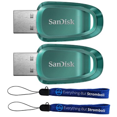 SanDisk 256GB Ultra Eco Flash Drive USB 3.2 Gen 1 Two Pack - SDCZ96-256G-G46 - Bundle with (2) Everything But Stromboli Lanyards