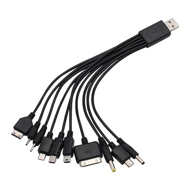 BWESOO Black 10 in 1 Universal USB Cable, Multiple Universal Charging Cable for Cell Phones Blutooth Earphone Speaker Adapter Cable, 20cm Data Cable USB Cables Cables and Interconnects