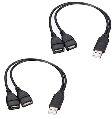 Adaptermvp USB 2.0 Adapter, Dual USB Female Jack Y Splitter Charger Cable (2 Pack) for Laptop/Tablet/Smartphone Data Transmission/Charging