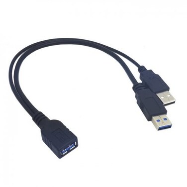chenyang USB 3.0 Female to Dual USB Male Extra Power Data Y Extension Cable for 2.5" Mobile Hard Disk