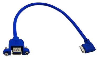zdyCGTime 12" Panel Mount USB3.0 A Female to Right Angled Micro B USB Male Extension Cable with Screws(Blue)