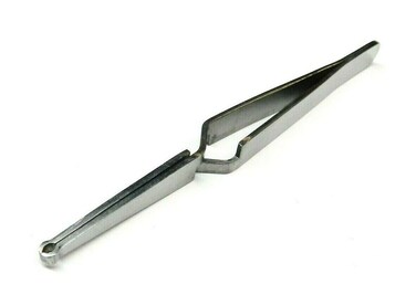 Wire Holding Tweezer Cross Lock Tweezers Round Open Slot Tip Self Locking 4-1/2" By JTS