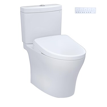 TOTO WASHLET+ Aquia IV Two-Piece Elongated Dual Flush 1.28 and 0.9 GPF Toilet with Auto Flush S7 Contemporary Bidet Seat, Cotton White - MW4464726CEMGNA#01