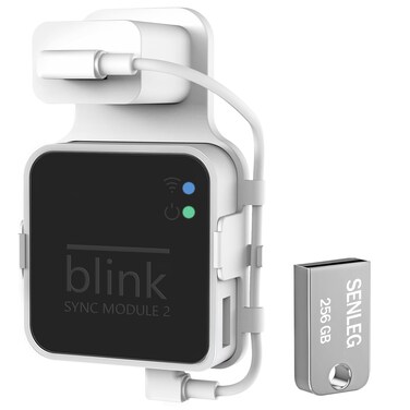 256GB Blink USB Flash Drive and Blink Sync Module 2 Mount, No-Drilling Easy Move Mount Bracket for Blink Outdoor Indoor Security System, with Short Cable (Blink Sync Module 2 is NOT Included)