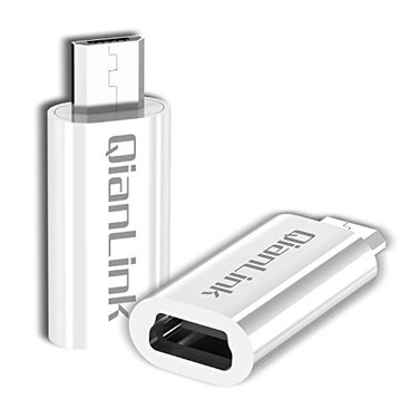 Mini USB to Micro USB Adapter, (2-Pack) Mini USB Female to Micro USB Male Convert Connector Charge &amp; Data Sync Compatible with Samsung Galaxy S6 S7 Edge, LG Nexus 5 4 and Micro USB Devices(White)