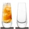 LSA International Whisky Islay Mixer Glass 11 fl oz Clr Coaster x 2, Clear/Walnut