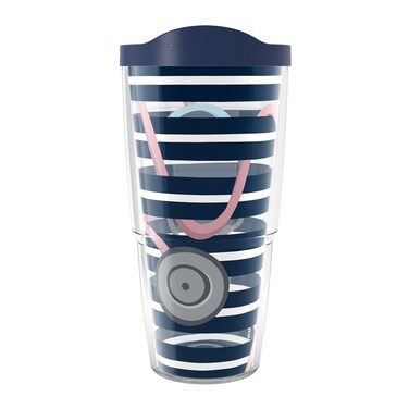 Tervis Doctor Nurse Stethoscope Stripes Made in USA Double Walled Insulated Tumbler Travel Cup Keeps Drinks Cold &amp; Hot, 24oz, Classic