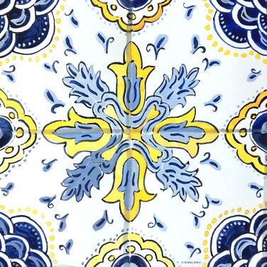 Thirstystone Spanish Tile Decorative Heat Tolerant Ceramic Stone Trivet 7.9" Square Protective Cork Backing, Easily Wipes Clean