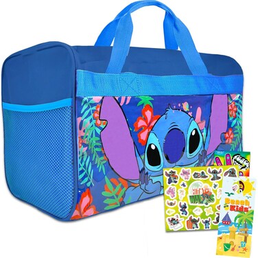 Lilo and Stitch Duffle Bag Set for Kids - 4 Pc Bundle with Stitch Luggage Carry On Suitcase Bag, Lilo and Stitch Stickers, Tattoos, and More   Stitch Travel Activity Set