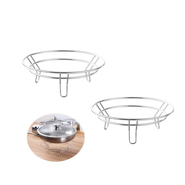 UtySty 2 Pack Wok Pan Holder Hot Stir-Fry Pans Wire Rack Steamer Dish Base Serving Stand Round Bottom Pot Trivet Bracket Stainless Steel Heat Resistant for Kitchen Table Countertops Cooling