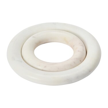 Creative Co-Op Marble Trivets for Dining Table, Set of 2, 8" round, White