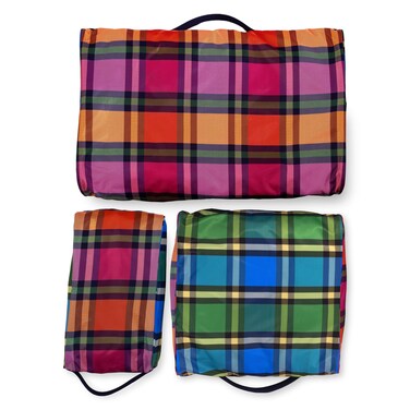 Kate Spade New York Set of 3 Packing Cubes for Suitcase, Travel Organizers Small, Medium, Large with Handles, Grand Plaid Duo