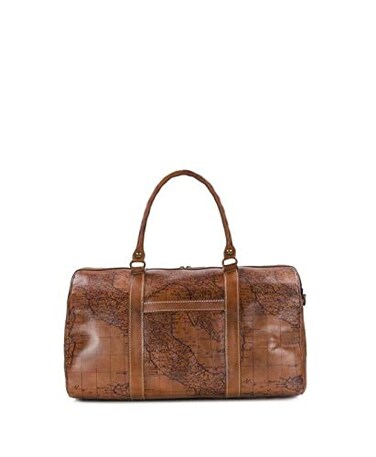 Patricia Nash Milano Weekender - Real Leather Duffle Bag, Women's Travel Bags, Travel Bag for Vacation, Large Women's Leather Duffle Bag, European Map