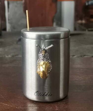 Otikkis Stainless Steel Toothpick Holder Dispenser, Decorative Tooth Pick Container Organizer with 400pcs Bamboo Toothpicks for Teeth