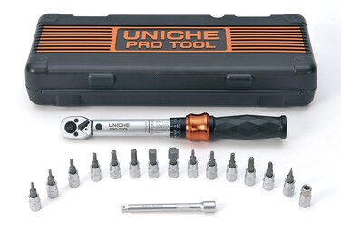 UNICHE Pro Tool 1/4 Inch Drive Click Bike Torque Wrench Set - 1 to 25 Nm - Fit All Type Bikes - Includes Allen &amp; Torx Sockets, Extension Bar &amp; Storage Box