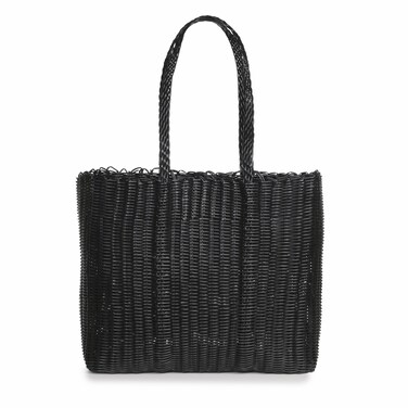 Laguna Beach Textile Co Mammoth Black Beach Bag - Oversized, Waterproof, Woven, Recycled, Picnic, Beach &amp; Outdoor Carryall Tote