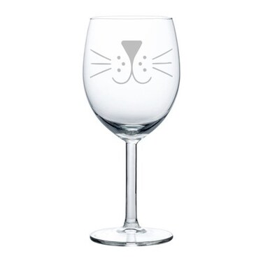 MIP Brand Wine Glass Goblet Kitty Cat Face Whiskers (10 oz)
