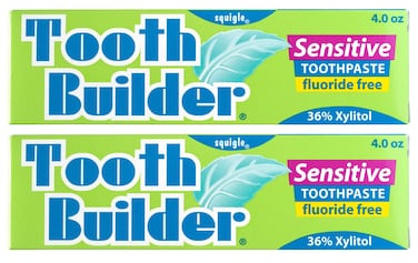 Squigle Tooth Builder SLS Free Toothpaste (Stops Tooth Sensitivity) Prevents Canker Sores, Cavities, Perioral Dermatitis, Bad Breath, Chapped Lips - 2 Pack