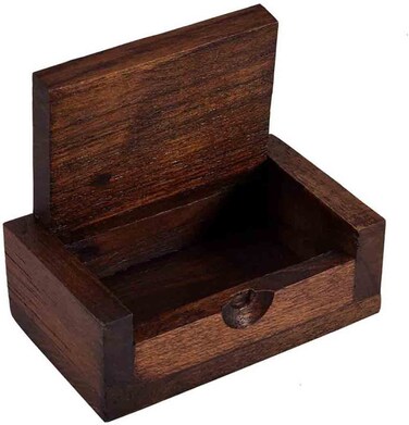 Galsawi Teak Wood Toothpick Holder Cotton Swab Storage Case Portable Toothpick Dispenser Box Container Mini Wooden Box Toothpick Box