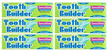 Squigle Tooth Builder SLS Free Toothpaste (Stops Tooth Sensitivity) Prevents Canker Sores, Cavities, Perioral Dermatitis, Bad Breath, Chapped Lips - 6 Pack