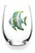 THE QUEENS&#39; JEWELS Turquoise Tropical Fish Jeweled Stemless Wine Glass - 21 oz. - Unique Gift - Decorated with Brilliant Rhinestones - Not Painted - Made By Artisans In USA