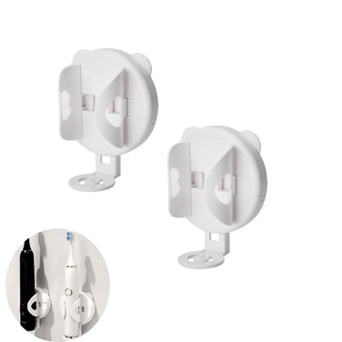 UtySty 2 Pack Rechargeable Electric Toothbrush Holder Clamps Adhesive Wall Mount Bathroom Organizer for Oral-B Philips Sonicare Electric Toothbrushes Toothpaste Tooth Brushes Electric Razor