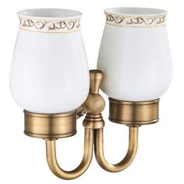 Antique Bronze Brass Double Toothbrush Holder, Wall Mounted Bathroom Hardware Accessories,Pattern Carving Design