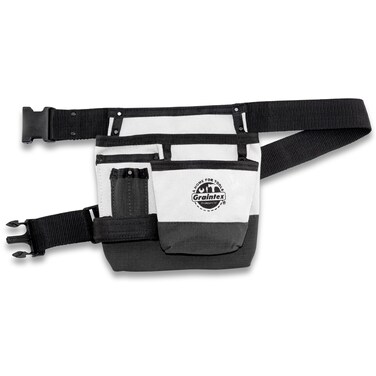 Graintex CS2899 5 Pocket Tool Pouch   Tool Bag   Premium Quality White Color Canvas   Durable Carpenter Tool Pouch for Professionals, Electrician Tool Pouch, Plumbers, Drywall Contractors