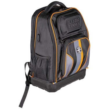 Klein Tools 62805BPTECH 28-Pocket Laptop Backpack Tool Bag, Tradesman Pro Extra-Large Tech Tool Backpack with Molded Bottom, Charging Port
