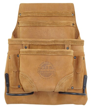 Graintex OS2334 10 Pocket Nail &amp; Tool Pouch Top Grain Oil Tanned Leather for Framers, Constructors, Electricians, Plumbers, Handyman