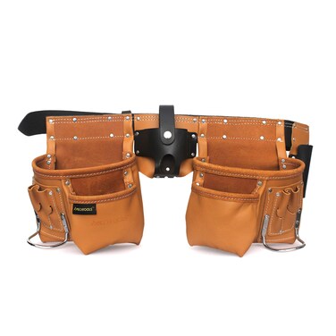 Mechtools Leather Tool Belt, Tools Pouch, Tool Holster, 12 Pocket Tool Pouch, Tool Belt with Hammer Holder, Heavy-Duty Knife Holder, Pencil Pockets, Marker Pockets, Measuring Tape Holder