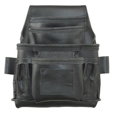 Graintex ST2860 :: 10 Pocket Nail &amp; Tool Pouch Rugged Black Color Top Grain Leather for Framers, Constructors, Electricians, Plumbers, Handyman