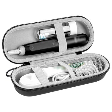 DODAMOUR Electric Toothbrush Travel Case, EVA Hard Storage Case with Toothbrush Covers Caps, Compatible with Oral B Pro 1000, 2000, 3000, 3500, 7000, Philips Sonicare ProtectiveClean (Black)