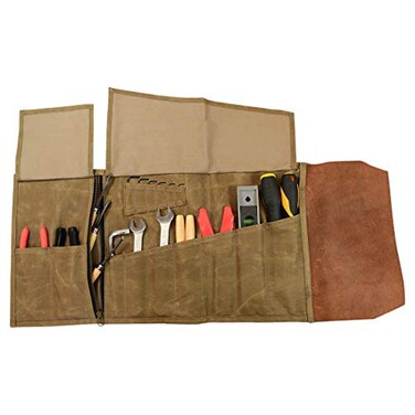 Hide &amp; Drink, Waxed Canvas &amp; Leather Tool Roll, Multi-Tool Bag, Travel Multipurpose Organizer, Handmade Includes 101 Year Warranty :: Fatigue