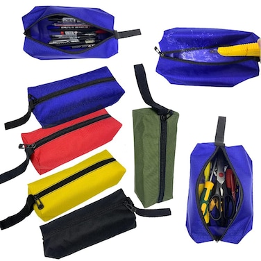 HunterBee 3/5 pcs Zipper utility waterproof canvas tool organizer bag screws nails bolts pouch nuts heavy duty Multipurpose storage bags