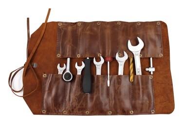 5MOONSUN5's Handmade Durable leather Construction Roll Tools Bag/Screwdriver Organizer Roll for Mechanics, 10 Tool Pockets, best for Woodcarving Knives and Other Smaller Tools