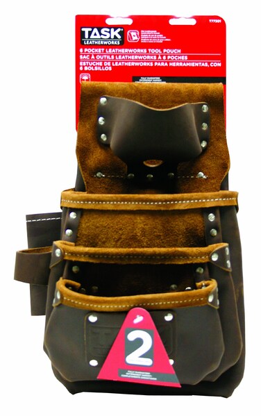 Task T77301 Leather Master Carpenter's Tool Bag with Tape Measure Holder, 6-Pocket